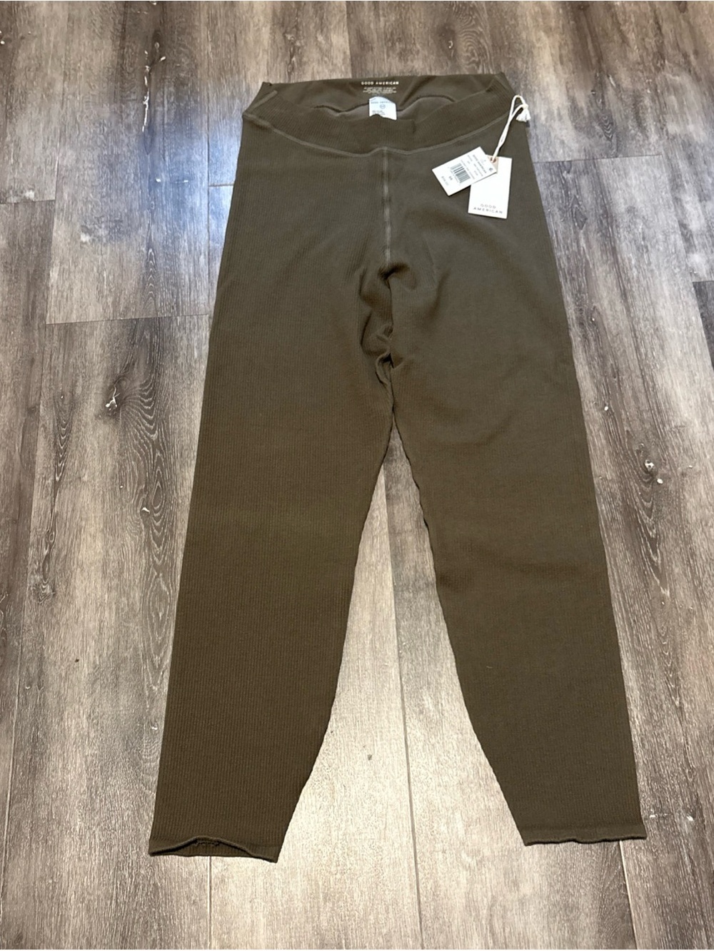 NEW Good American Seamless‎ Chunky Rib Legging Green Sea Turtle 5/6 Medium